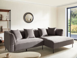 Beliani Corner Sofa 3 Seater Sater Chenille Taupe Left Hand - thumbnail 2