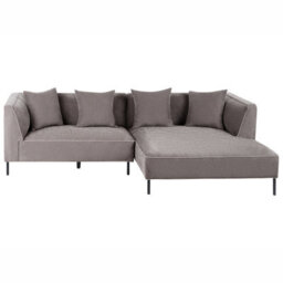 Beliani Corner Sofa 3 Seater Sater Chenille Taupe Left Hand - thumbnail 1