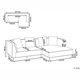 Beliani Corner Sofa 3 Seater Sater Chenille Taupe Left Hand - thumbnail 3