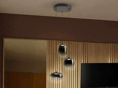 Luminosa Lighting Luminosa Onice Cluster Pendant Ceiling 3 Light Black, Smoke Led 3000K - Uk Stock - image 1