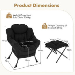 Lazy Chair Modern Accent Chair With Ottoman - thumbnail 2
