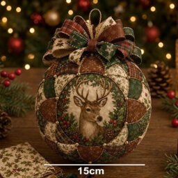 Amorly Christmas Classics Patchwork Ornament Diy Kit, Reindeer Craft Set With Fabric, Beads And Ribbon, Diy Ornament For Home Decoration - thumbnail 3