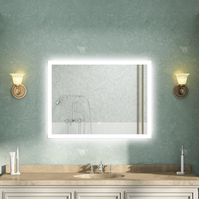 AVER-GROWTH Bathroom Mirror With Lights Demister Pad Anti-Fog Dimmable Touch/wall Switch Portrait/landscape Wall Mounted 800X600mm - image 1