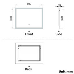 AVER-GROWTH Bathroom Mirror With Lights Demister Pad Anti-Fog Dimmable Touch/wall Switch Portrait/landscape Wall Mounted 800X600mm - thumbnail 7