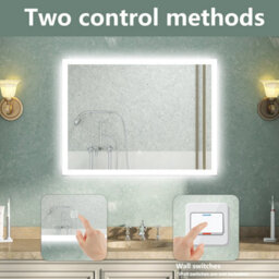 AVER-GROWTH Bathroom Mirror With Lights Demister Pad Anti-Fog Dimmable Touch/wall Switch Portrait/landscape Wall Mounted 800X600mm - thumbnail 4