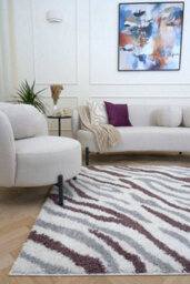 The Rugs Moodi Shaggy Grey/purple Mauvine Rug Runner Abstract Thick High Pile For Living Rooms, Bedrooms, Hallways, Kitchens - thumbnail 2