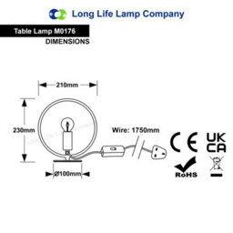 Long Life Lamps Company Modern Copper Table Lamp Rose Gold Ring Shade Bedside Desk Lamp M0176 - thumbnail 2