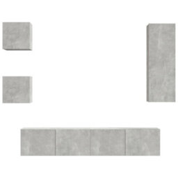 Berkfield 5 Piece Tv Cabinet Set Concrete Grey Engineered Wood - thumbnail 2