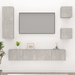 Berkfield 5 Piece Tv Cabinet Set Concrete Grey Engineered Wood - thumbnail 1
