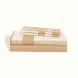 Casabella Luxury Crushed Velvet Panel Band Duvet Cover Sets With Pillow Case Single Duvet Cover Bedding Set Beige - thumbnail 5