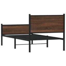 Berkfield Metal Bed Frame Without Mattress Brown Oak 80X200 Cm - thumbnail 7