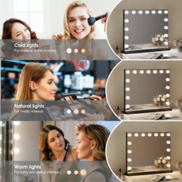 Fascinate Bluetooth 5.0 Hollywood Mirror 58X48Cm 15 Led Black Vanity Mirror Premium Acoustic Sound Speakerphone Usb Charge Wall - thumbnail 4
