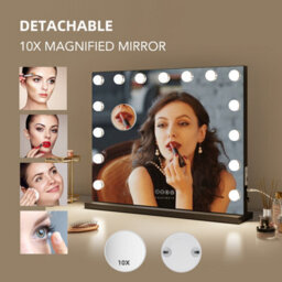 Fascinate Bluetooth 5.0 Hollywood Mirror 58X48Cm 15 Led Black Vanity Mirror Premium Acoustic Sound Speakerphone Usb Charge Wall - thumbnail 3