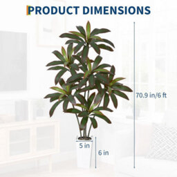 London Boutique 180 Cm Artificial Dracaena Tree, Faux Indoor Plant In Pot, Silk Leaves, Wood Trunk, Floor Tree Decor - thumbnail 2