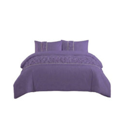 Ruffle Design Duvet Cover Soft Elegant Bedding Set With Pillowcases Lilac - thumbnail 2