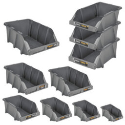 Urbn-Living Urbnliving 10Cm Height G-15 Grey Plastic Wall Mounted Stacking Storage Organiser Bins Tool Diy Shelving Rack 1 Drawer - thumbnail 3