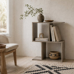Wyld Haus Filo Grey Narrow S-Shaped Side Table With 3-Tier Storage, Melamine Top, Compact Indoor End Table - thumbnail 1