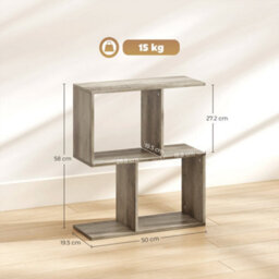 Wyld Haus Filo Grey Narrow S-Shaped Side Table With 3-Tier Storage, Melamine Top, Compact Indoor End Table - thumbnail 3