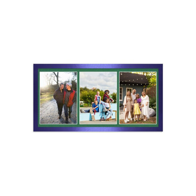 AK Frames 16X8 Oak Sleek Multi Photo Frame With Emerald Mount - Holds 3 Apertures (3X) 7X5 Photos - image 1