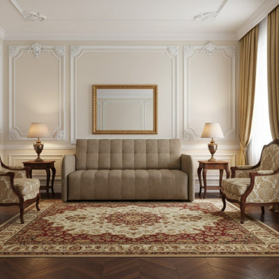 Viva Grand Iv Sofa Bed With Storage And Wooden Legs, Wavy Springs, Sleep Function Size 165X98X85 Cm Capuccino - image 1