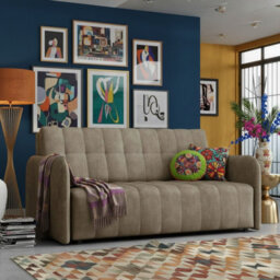 Viva Grand Iv Sofa Bed With Storage And Wooden Legs, Wavy Springs, Sleep Function Size 165X98X85 Cm Capuccino - thumbnail 2