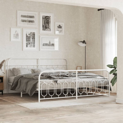 Berkfield Metal Bed Frame Without Mattress With Footboard White 200X200Cm - image 1