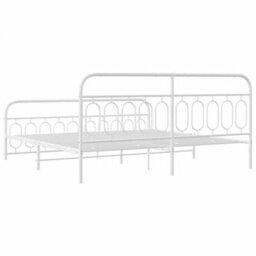 Berkfield Metal Bed Frame Without Mattress With Footboard White 200X200Cm - thumbnail 6
