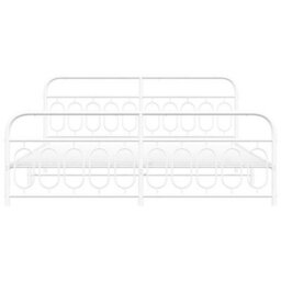 Berkfield Metal Bed Frame Without Mattress With Footboard White 200X200Cm - thumbnail 4