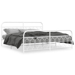 Berkfield Metal Bed Frame Without Mattress With Footboard White 200X200Cm - thumbnail 2