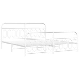 Berkfield Metal Bed Frame Without Mattress With Footboard White 200X200Cm - thumbnail 3