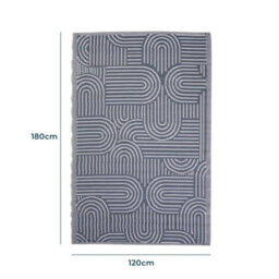 Jack Stonehouse Outdoor Plastic Rug Wool-Look Anti-Slip Durable Garden Patio Conservatory Carpet Mat - Grey Arch - thumbnail 2