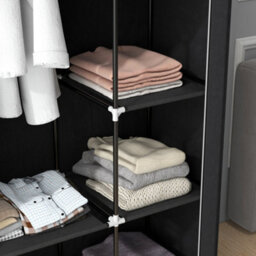 Homcom Fabric Wardrobe W/ Shelves Hanging Rail Foldable Closets Black - thumbnail 8