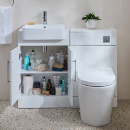 Homestylestore 1050mm White Bathroom Combination Vanity Toilet Wc Unit With Chrome T Bar Handle - thumbnail 1
