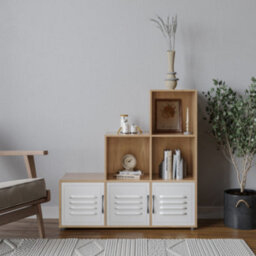 Urbn-Living 6-Cube Step Shelving Unit With Metal Doors - thumbnail 1
