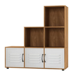 Urbn-Living 6-Cube Step Shelving Unit With Metal Doors - thumbnail 3