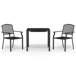 Berkfield 3 Piece Garden Dining Set Anthracite Steel - thumbnail 2