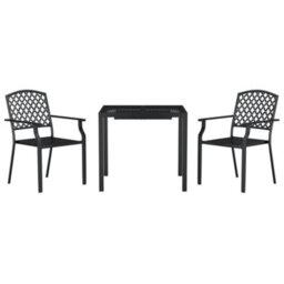 Berkfield 3 Piece Garden Dining Set Anthracite Steel - thumbnail 3