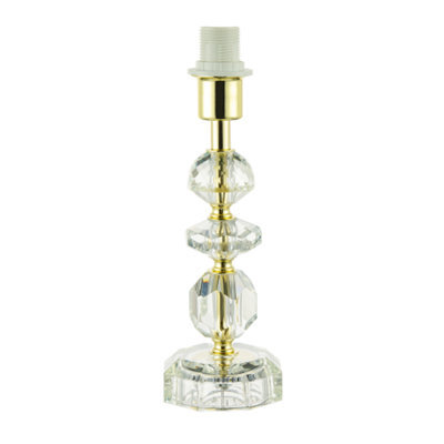 Happy Homewares Modern Chic Clear K9 Crystal Glass Table Lamp With Gold Base With Faceted Moulds - image 1