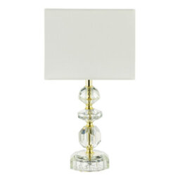 Happy Homewares Modern Chic Clear K9 Crystal Glass Table Lamp With Gold Base With Faceted Moulds - thumbnail 5