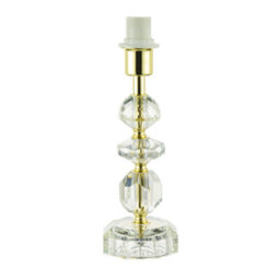 Happy Homewares Modern Chic Clear K9 Crystal Glass Table Lamp With Gold Base With Faceted Moulds - thumbnail 1