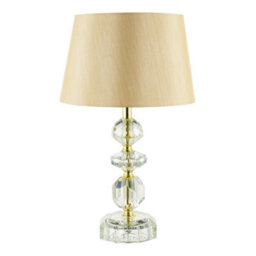 Happy Homewares Modern Chic Clear K9 Crystal Glass Table Lamp With Gold Base With Faceted Moulds - thumbnail 4