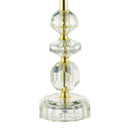 Happy Homewares Modern Chic Clear K9 Crystal Glass Table Lamp With Gold Base With Faceted Moulds - thumbnail 3