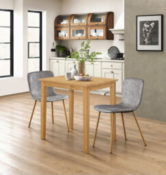 Hallowood Furniture Ledbury Light Oak Small Dining Table With 2 Taupe Leather Effect Chairs - thumbnail 8