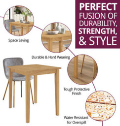 Hallowood Furniture Ledbury Light Oak Small Dining Table With 2 Taupe Leather Effect Chairs - thumbnail 2