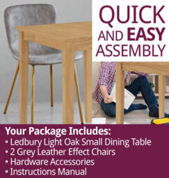 Hallowood Furniture Ledbury Light Oak Small Dining Table With 2 Taupe Leather Effect Chairs - thumbnail 7