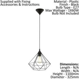Stylish Black Geometric Pendant Light With 2 Matching Wall Fixtures - thumbnail 2