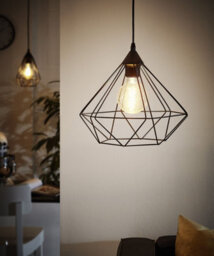 Stylish Black Geometric Pendant Light With 2 Matching Wall Fixtures - thumbnail 4