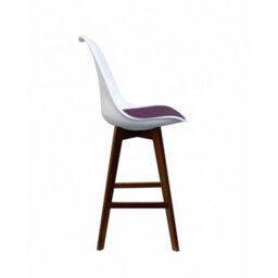 Fusion Living Soho White & Aubergine Plastic Bar Stool With Dark Wood Legs - thumbnail 5