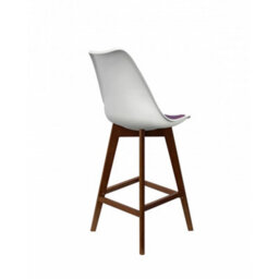 Fusion Living Soho White & Aubergine Plastic Bar Stool With Dark Wood Legs - thumbnail 4