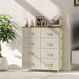Homcom Fabric Chest Of Drawers, 8 Drawer Dresser For Bedroom, Beige - thumbnail 9